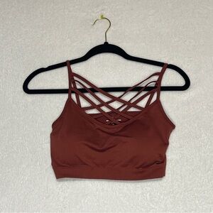 ZENANA Womens Criss Cross Bralette Triple Straps Rust/Terracotta Color Size L/XL